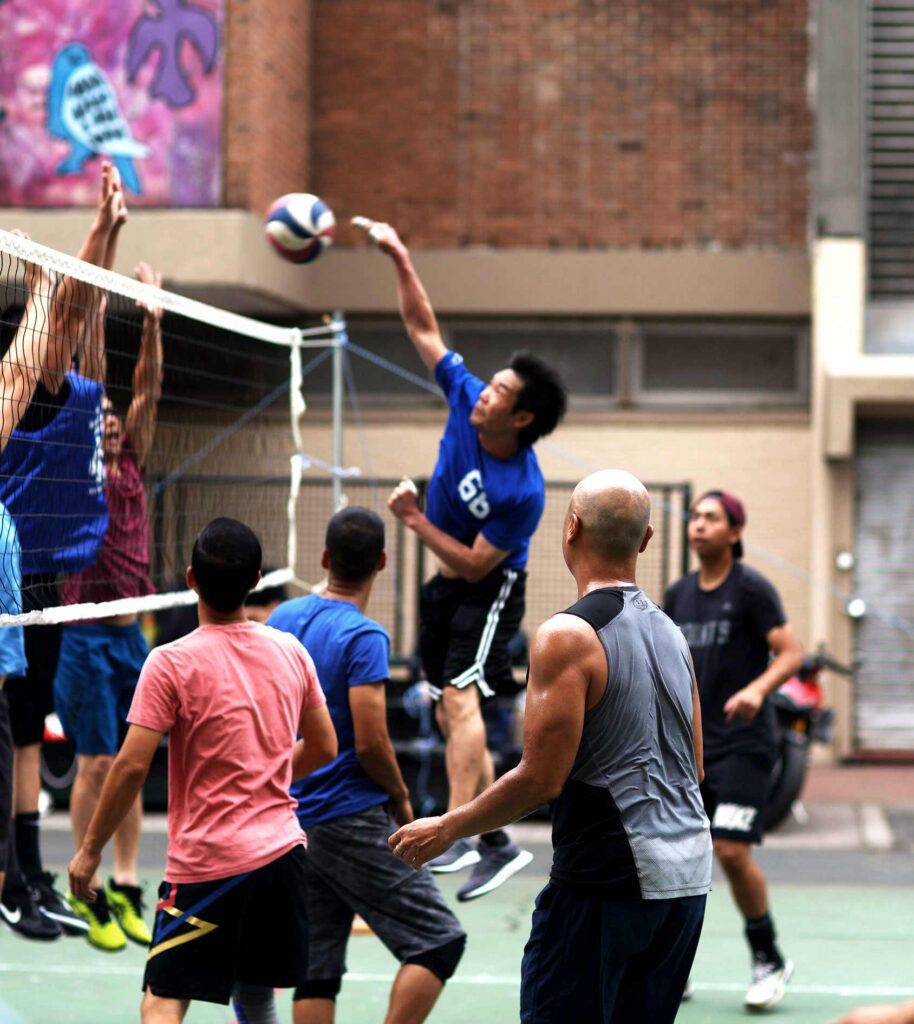 People playing volleyball