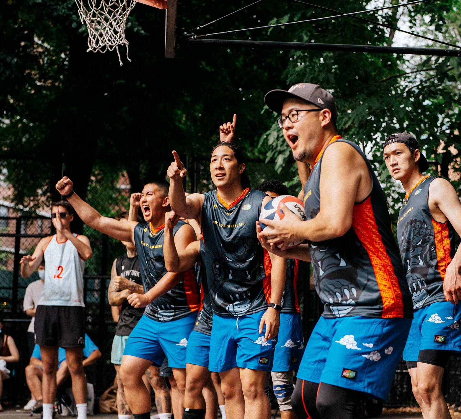 Men's volleyball team celebrating